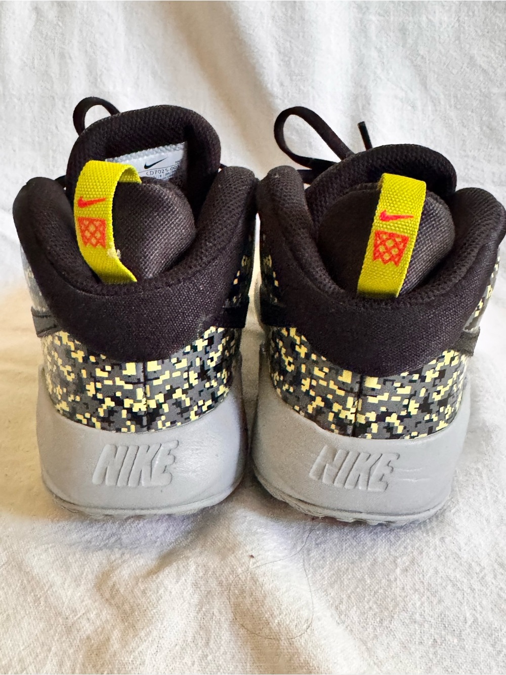 Nike Kids' Gray, Black and Yellow High-Top Sneakers. Used once - Picture 6 of 9